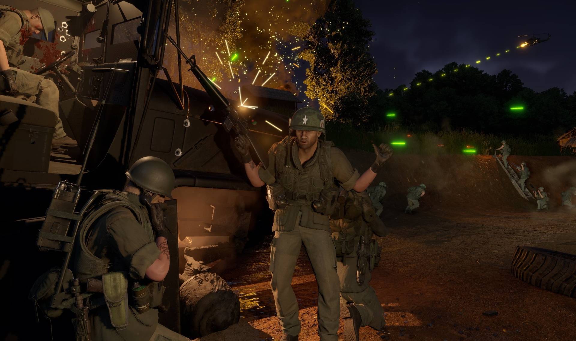 Night firefight with tracers