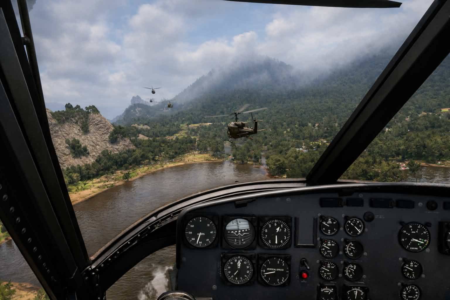 Huey cockpit formation flight