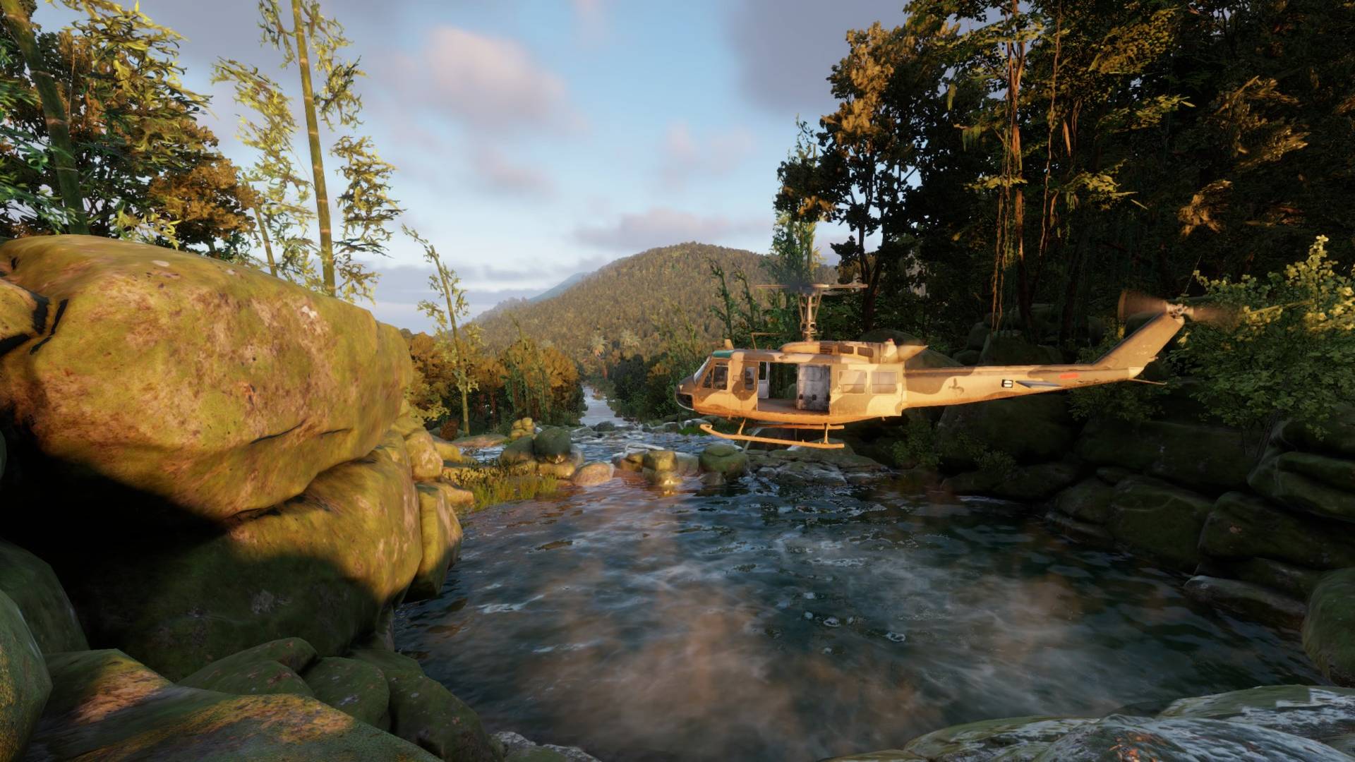 Huey over river